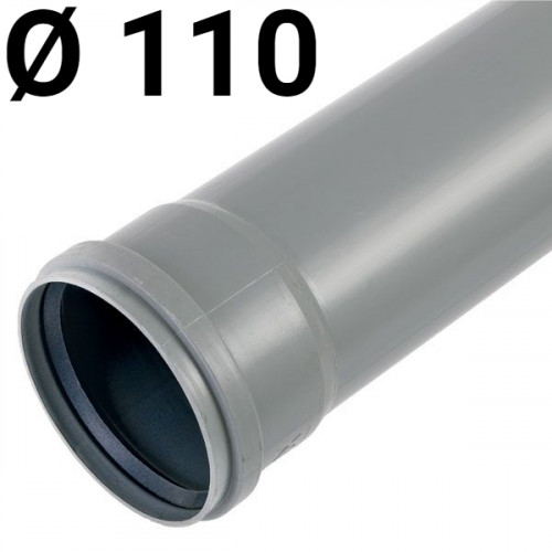 Труба канализационная пластиковая 110х1000мм, с раструбом