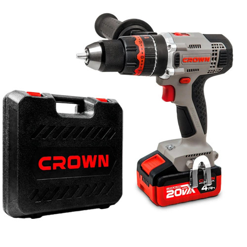 Дрель-шуруповерт аккумуляторная ударная 20В, 2х4 Ач, 2000 об/мин Li-Ion Crown CT21093HMX-4 BMC