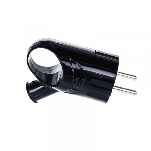 Вилка электрическая угловая с заземлением с ушком (еврослот) черная 16А 250В UNIVersal А0112