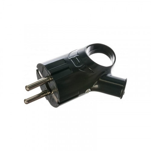 Вилка электрическая угловая с заземлением с ушком (еврослот) черная 16А 250В UNIVersal А0112