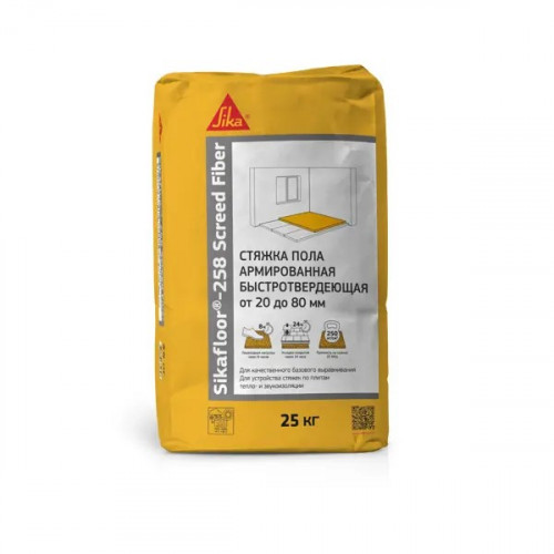 Стяжка пола Sika Floor-258 Screed Fiber 20-80мм армированная быстротвердеющая 25кг