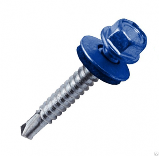 Саморез 4.8*35 кровельный сверло, RAL 5005, синий, 1 шт.