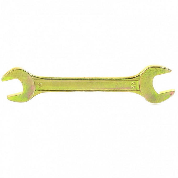Ключ гаечный рожковый 19х22мм, желтый цинк Сибртех 14311