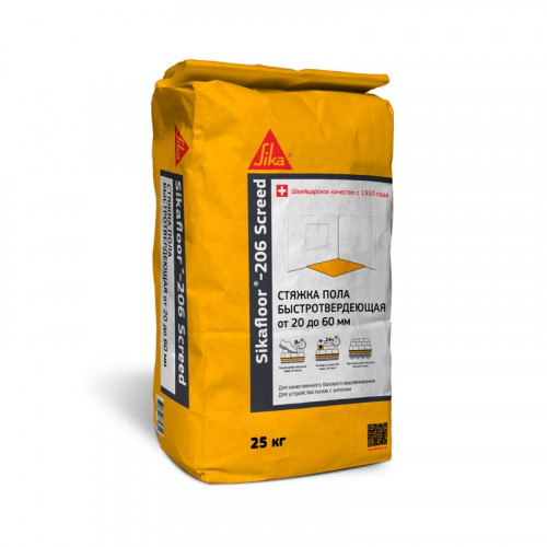 Стяжка пола Sika Floor-206 Screed 20-60мм быстротвердеющая 25кг