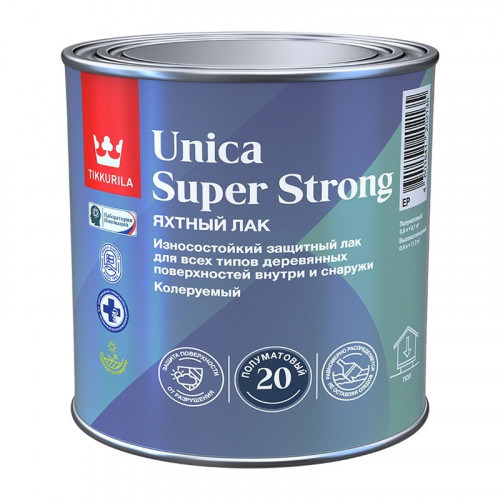 Лак яхтный Tikkurila Unica Super Strong алкидноуретановый полуматовый, 0,9л