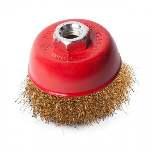 Щетка-крацовка чашечная 75мм*М14, латунная проволока, для УШМ T4P 2302021