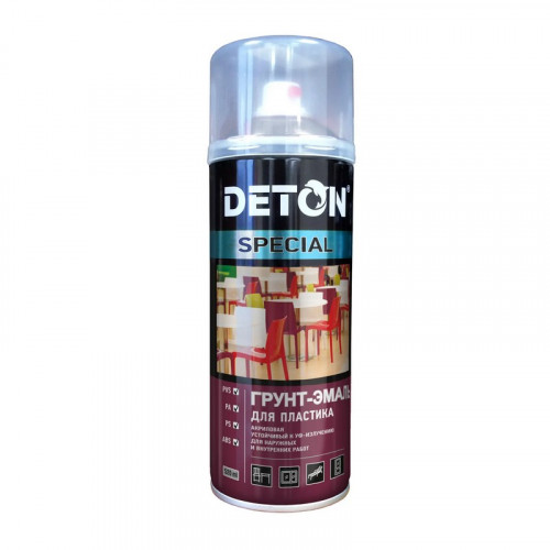 Эмаль аэрозольная для пластика, белая 520мл Deton Special DTN-A07588