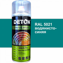 Эмаль аэрозольная RAL 5021 водянисто-синий, акриловая быстросохнущая DETON 520мл