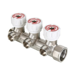 Коллектор регулируемый 1" с 3 выходами евроконуса 3/4" Valtec VTc.570.NE.0603