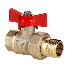 Кран шаровой 3/4 дюйма Стандарт, бабочка, американка, резьба внутренняя/наружная Valtec VT.127.GN.05