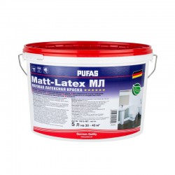 Краска латексная PUFAS Matt-Latex моющаяся морозостойкая матовая прозрачная, База D, 5 л