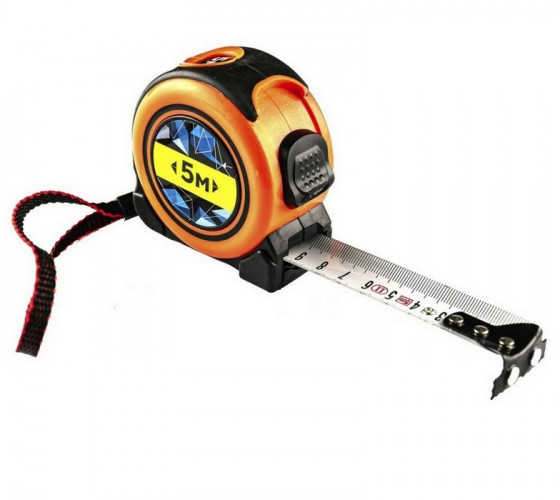 Рулетка обрезиненный корпус 5м*25мм с фиксатором и магнитом Bauhow 40751