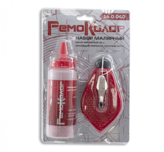 Набор разметочный, 2 предмета: шнур малярный 20 м, красящий порошок 115 г. РемоКолор 14-0-040