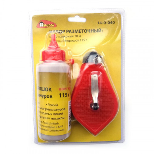 Набор разметочный, 2 предмета: шнур малярный 20 м, красящий порошок 115 г. РемоКолор 14-0-040