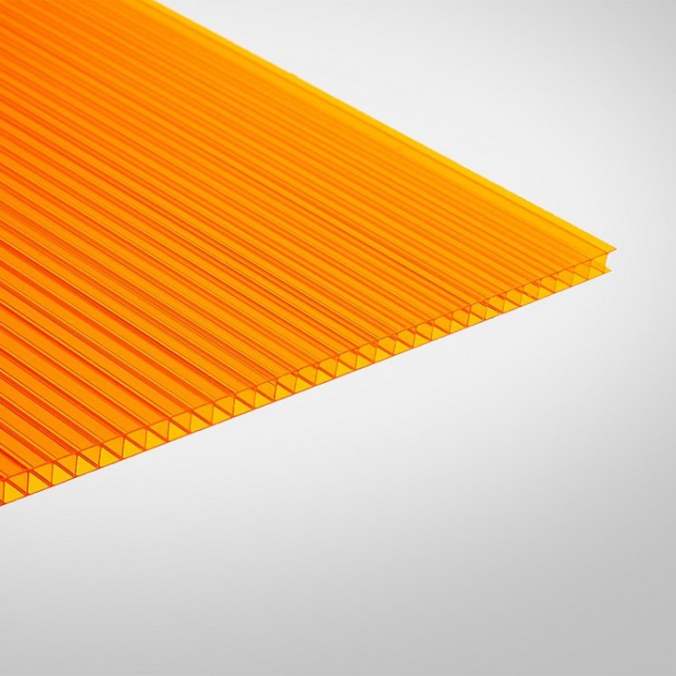 Поликарбонат 2100х6000х4мм (оранжевый) UltraPlast 0,47кг/м2 пленка с 1 стороны