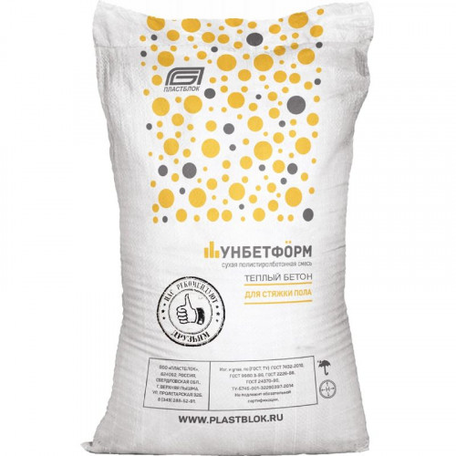 Смесь сухая полистиролбетон Унбетформ легкий, для перекрытий, стяжки, кровли, 16 кг