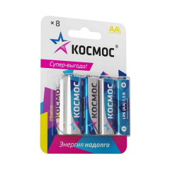 Батарейка АА пальчиковая алкалиновая LR6, Космос KOCLR6BL8, 8шт