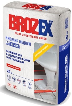 Наливной пол цементный Brozex NF-415 Нивелир Медиум 20кг