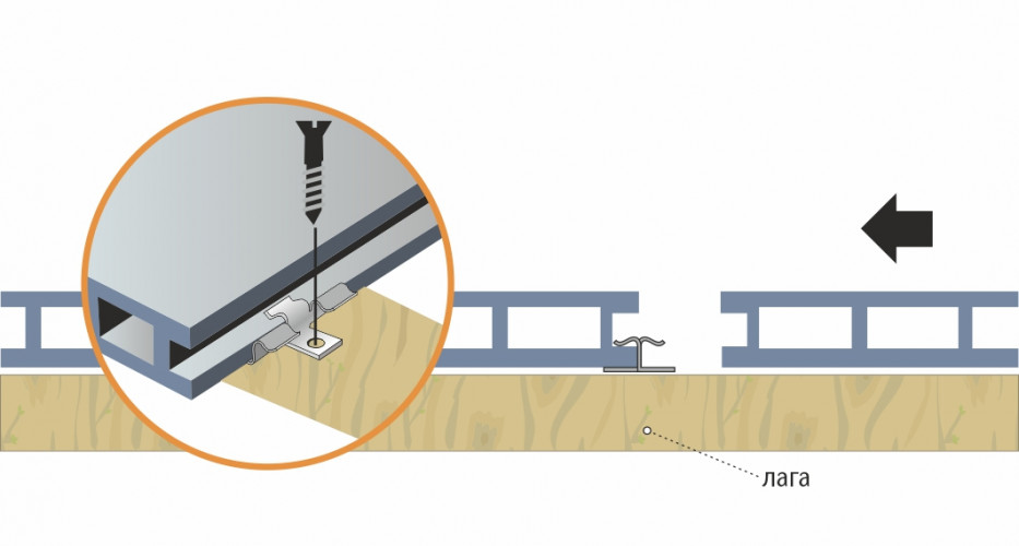 Кляймер рядовой для ДПК 30х36мм