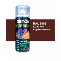 Эмаль аэрозольная RAL 3009 красно-коричневая, алкидная атмосферостойкая DETON 520мл