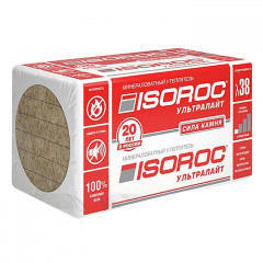 Утеплитель Isoroc Ультралайт 25кг/м3 1000x600х50мм, 9шт. 5,4м2 (0,27м3) Isover