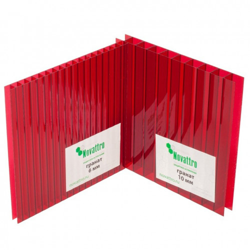 Сотовый поликарбонат 4мм Гранат 2,1х6м Новаттро 0,75кг/м2