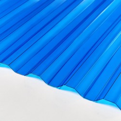 Профилированный поликарбонат трапеция 2000х1050х0,8мм (синий прозрачный) Юг-Ойл-Пласт