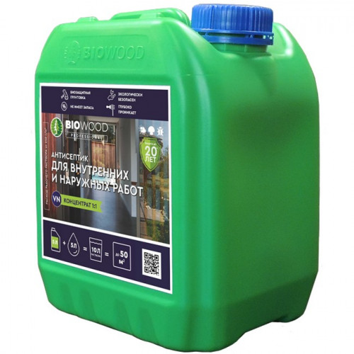 Антисептик для наружных и внутренних работ концентрат 1:1 Biowood 5л