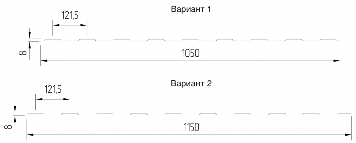 Поликарбонат трапеция С-8 6000х1050х0,8мм (прозрачный) для теплиц Plastilux