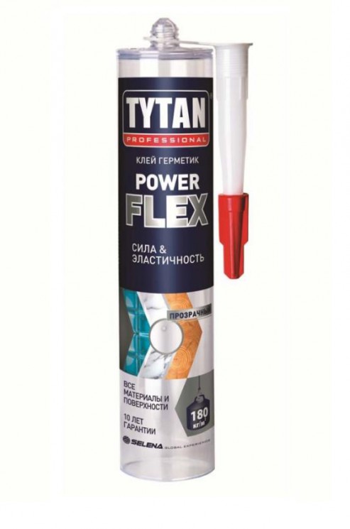 Клей-герметик универсальный Power Flex прозрачный Tytan Professional (290 мл)