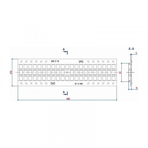 Решетка ячеистая DN100 500x136x15 С250 чугунная Norma AQUASTOK 31023С