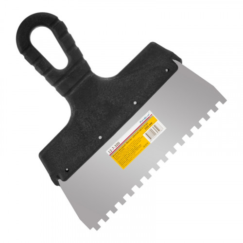 Шпатель фасадный зубчатый 200мм, зуб 6х6, нержавеющая сталь 0,4мм РемоКолор 12-7-200