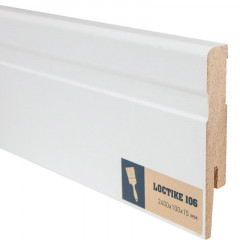 Плинтус под покраску Loctike 106 (MP1002) белый 2420х100х15мм, Arbiton