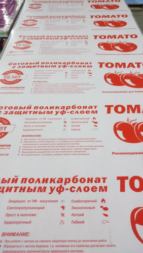 Сотовый поликарбонат 4мм Прозрачный 2,1х12м Томато Полигаль, 0,44кг/м2