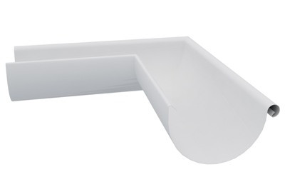 Угол желоба наружный металлический белый d=125