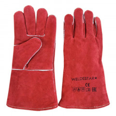 Краги сварщика спилковые пятипалые красные Weldestar