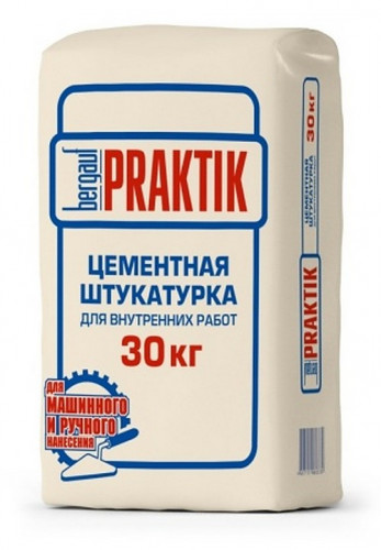 Штукатурка цементная для внутренних работ, 30кг Bergauf Praktik