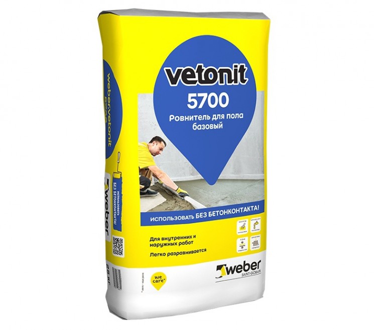 Ровнитель для пола Vetonit (Ветонит) 5700 базовый, 25 кг (слой 5-70мм) 48шт/п