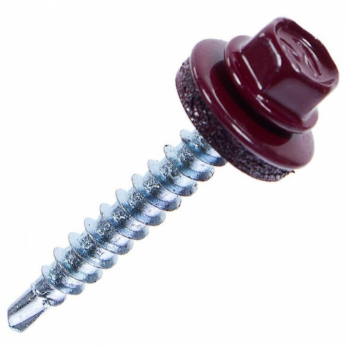 Саморез 4,8х29 кровельный сверло, RAL 3011, вишня, 1 шт.