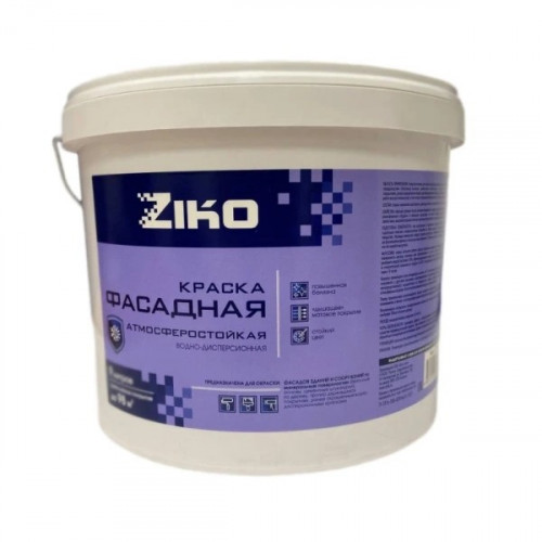 Краска фасадная белоснежная морозостойкая, база А, ZIKO 4,2кг