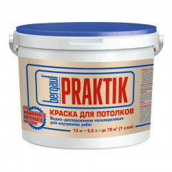 Краска ВД полиакриловая для потолка Bergauf Praktik, белая матовая, 13 кг
