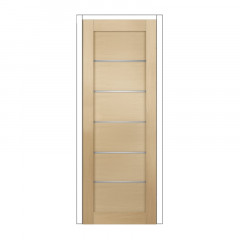 Дверь из экошпона без механизма замка (в комплекте) "Канзас" М9 со стеклом беленый дуб Олови