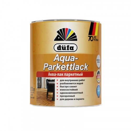 Лак паркетный Dufa Aqua Parkettlack на водной основе шелковисто-матовый 0.75л