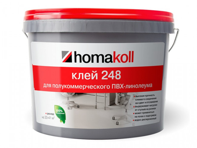 Клей Homakoll 248 для коммерческого линолеума, 10л/14кг