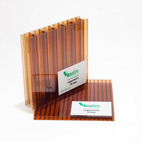 Сотовый поликарбонат 4мм Терракот 2,1х6м Новаттро 0,75кг/м2