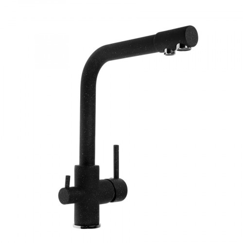 Смеситель для кухни с краном для питьевой воды 35мм, высокий излив, черный Accoona A5179-4F