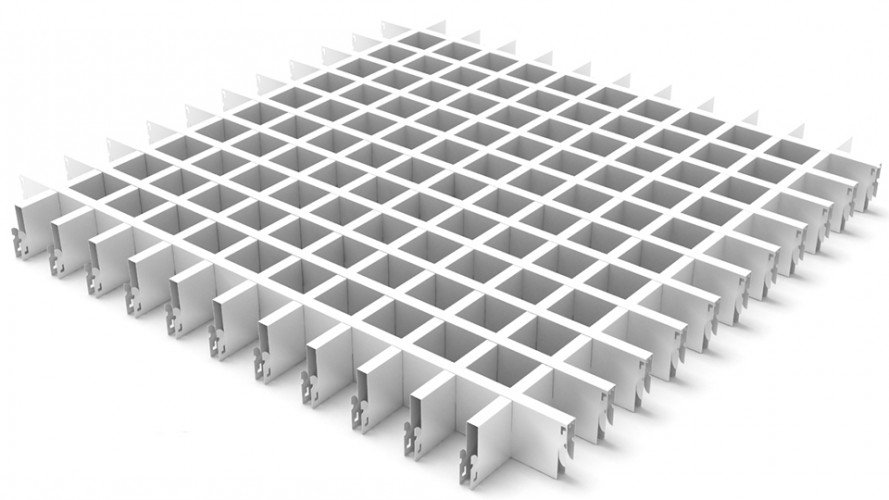 Грильято в сборе 120х120 мм, алюминий Белый матовый Эконом