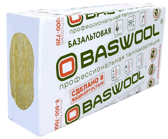 Теплоизоляция Baswool Фасад 100 кг/м3 (100*600*1200) 3шт. 2,16м2 (0,216 м3)