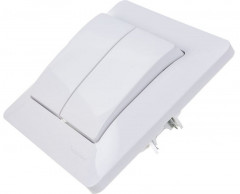 Выключатель двухклавишный в сборе белый СП Glossa SE GSL000152