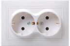 Розетка двухместная скрытая белая (с заземлением) Кварта 16А IEK